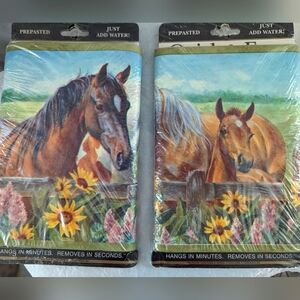 Harmony Horses With Sunflowers At Fence Wallpaper Border 2 pack